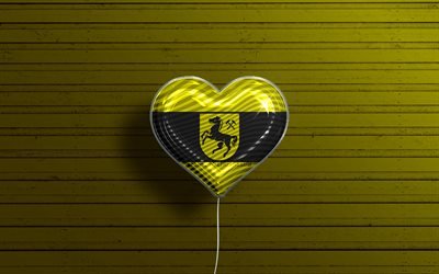 I Love Herne, 4k, realistic balloons, yellow wooden background, german cities, flag of Herne, Germany, balloon with flag, Herne flag, Herne, Day of Herne