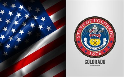 Seal of Colorado, USA Flag, Colorado emblem, Colorado coat of arms, Colorado badge, American flag, Colorado, USA