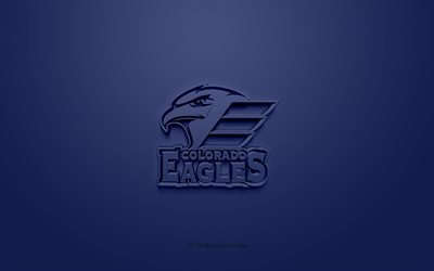 Colorado Eagles, logotipo 3D criativo, fundo azul, AHL, emblema 3D, Sele&#231;&#227;o Americana de H&#243;quei, Liga Americana de H&#243;quei, Colorado, EUA, arte 3D, h&#243;quei, Logotipo 3D Colorado Eagles