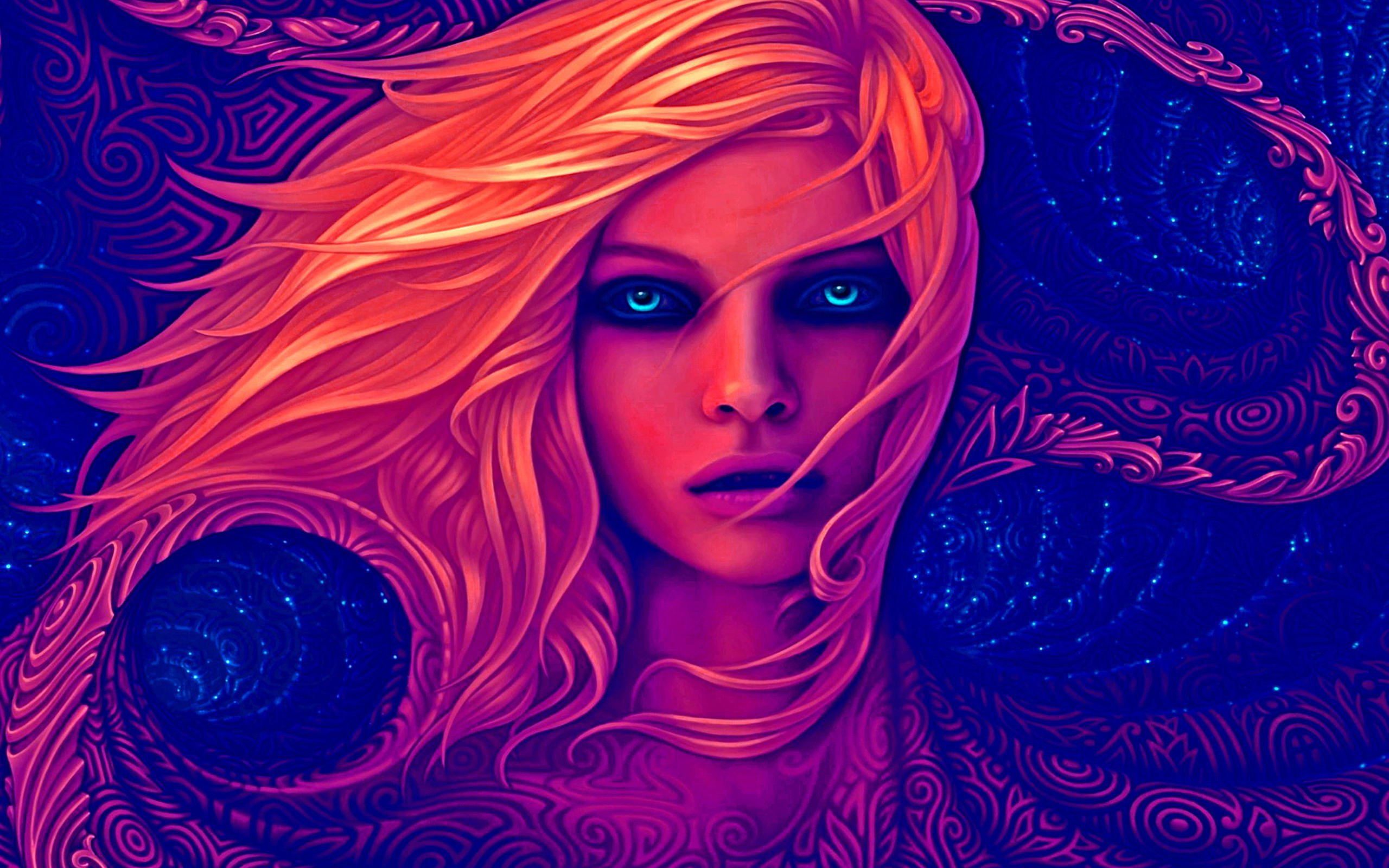 Download Wallpapers Art Fantasy Woman Portrait Blue Eyes For Desktop With Resolution