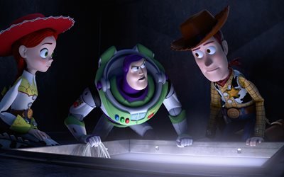 Toy Story 2, Characters, Jessie, Buzz Lightyear, Sheriff Woody