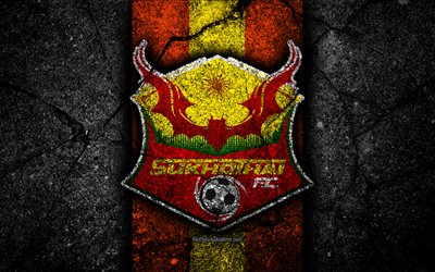 4k, le FC Sukhothai, logo, Tha&#239;landais de la Ligue 1, pierre noire, club de football, de la Tha&#239;lande, de Sukhothai, le football, l&#39;asphalte, de la texture, de Sukhothai FC