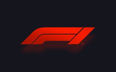 Formule 1, 4k, nouveau logo, cr&#233;atif, F1 nouveau logo, de F1, de gris fond d&#39;&#233;cran, Formule 1 un nouveau logo, de la Formule 1 en 2018, le nouveau logo de la f1