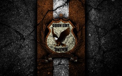 4k, le FC Ubon UMT Unie, logo, Tha&#239;landais de la Ligue 1, pierre noire, club de football, la Tha&#239;lande, Ubon UMT Unis, le football, l&#39;asphalte, de la texture, de Ubon UMT United FC