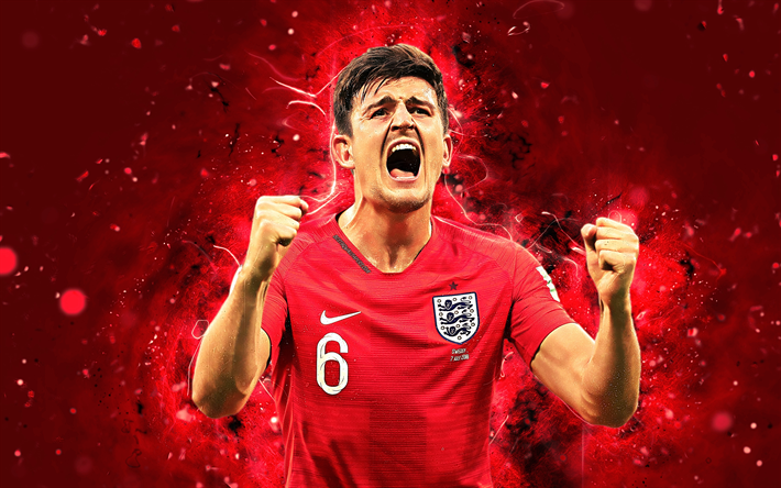 Harry Maguire, 4k, l&#39;art abstrait, l&#39;&#201;quipe Nationale d&#39;Angleterre, fan art, Maguire, football, footballeurs, les n&#233;ons, l&#39;&#233;quipe de football d&#39;angleterre