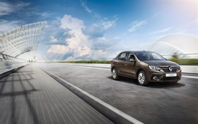 Renault Logan, road, Bilar 2018, kompakt sedan, nya Logan, Renault