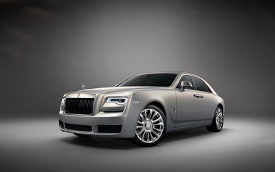 Rolls-Royce Ghost, 4k, studio, 2018 automobili, auto di lusso, Rolls-Royce