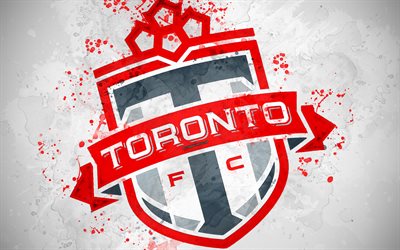 Toronto FC, 4k, m&#229;la konst, Kanadensisk fotboll, kreativa, logotyp, MLS, emblem, vit bakgrund, grunge stil, Toronto, Ontario, Kanada, USA, fotboll, Major League Soccer