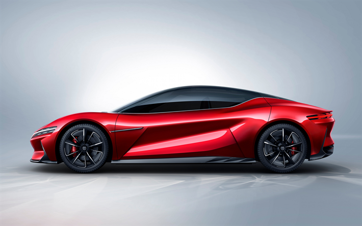 BYD E-Seed GT, 2019, side view, electric supercar, red sports coupe, Chinese cars, electric cars, BYD