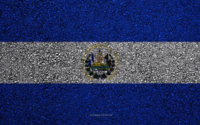 Drapeau du Salvador, de l'asphalte de la texture, du pavillon sur l'asphalte, El Salvador drapeau, Amérique du Nord, en El Salvador, les drapeaux de l'Amérique du Nord pays