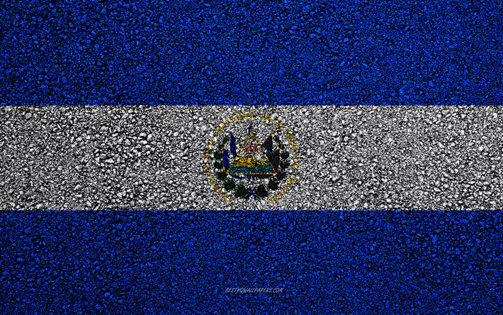 Flaggan i El Salvador, asfalt konsistens, flaggan p&#229; asfalt, El Salvador flagga, Nordamerika, El Salvador, flaggor i Nordamerika l&#228;nder