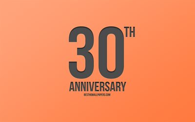 30 Aniversario signo, fondo naranja, carbono aniversario de signos, de 30 A&#241;os de Aniversario, elegante aniversario s&#237;mbolos, 30 Aniversario, arte creativo