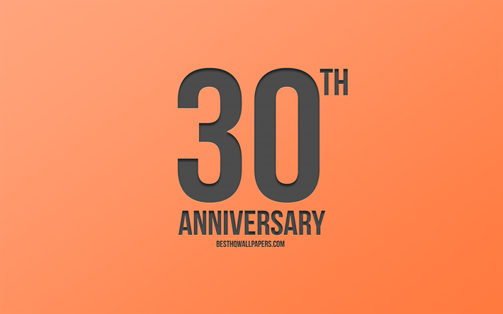 30e Anniversaire de signer, fond orange, de carbone anniversaire signes, 30 Ans Anniversaire, &#233;l&#233;gant anniversaire symboles, 30e Anniversaire, art cr&#233;atif