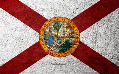 Indicador de Estado de la Florida, de hormig&#243;n de textura, de piedra de fondo, Delaware bandera, estados UNIDOS, del Estado de la Florida, las banderas en la piedra, la Bandera de la Florida