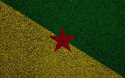 Flag of French Guiana, asphalt texture, flag on asphalt, French Guiana flag, South America, French Guiana, flags of South America countries