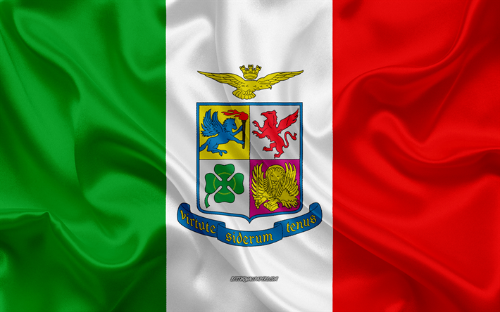 Italienska flygvapnet vapen, 4K, siden konsistens, Flaggan i Italien, silk flag, emblem, Italien, Italienska Flygvapnet