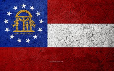 Bandeira do Estado da Ge&#243;rgia, textura de concreto, pedra de fundo, Bandeira da ge&#243;rgia, EUA, Georgia State, bandeiras da pedra, Bandeira da Ge&#243;rgia