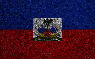 Kuzey Amerika &#252;lkelerinden Haiti asfaltta, asfalt doku, bayrak, bayrağı, Haiti bayrağı, Kuzey Amerika, Haiti, bayraklar