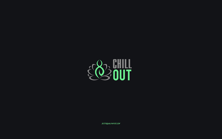 Chill out, art cr&#233;atif, fond gris, lotus ic&#244;ne, chill out concepts