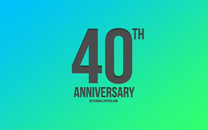 40&#186; Aniversario de signo, azul, verde, fondo de carbono aniversario de signos, de 40 A&#241;os de Aniversario, elegante aniversario s&#237;mbolos, 40 Aniversario, arte creativo