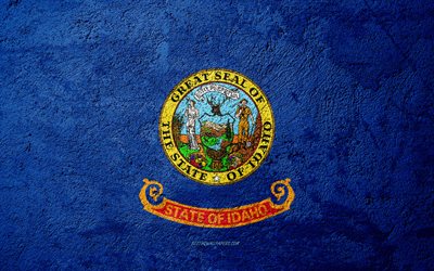 Bandera del Estado de Idaho, de hormigón de textura, de piedra de fondo, Idaho bandera, estados UNIDOS, del Estado de Idaho, las banderas en la piedra, la Bandera de Idaho