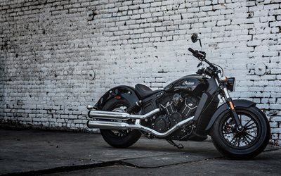 Indian Scout, 2019, side view, black motorcycle, new black Scout, american motorcycles, Indian