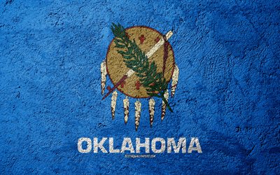 Flag of State of Oklahoma, concrete texture, stone background, Oklahoma flag, USA, Oklahoma State, flags on stone, Flag of Oklahoma