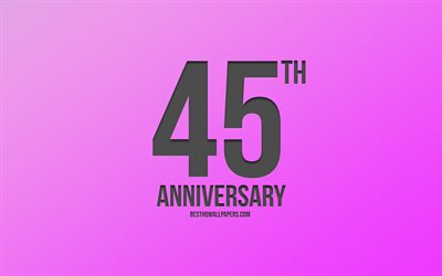 45th Anniversary sign, pink background, carbon anniversary signs, 45 Years Anniversary, stylish anniversary symbols, 45th Anniversary, creative art