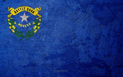 Flag of State of Nevada, concrete texture, stone background, Nevada flag, USA, Nevada State, flags on stone, Flag of Nevada