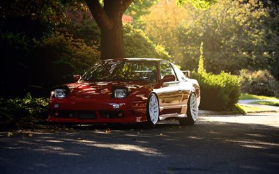 4k, Nissan 180SX, الشارع, 1993 السيارات, الانجراف السيارات, ضبط, S13, السيارات اليابانية, نيسان, الأحمر 180SX
