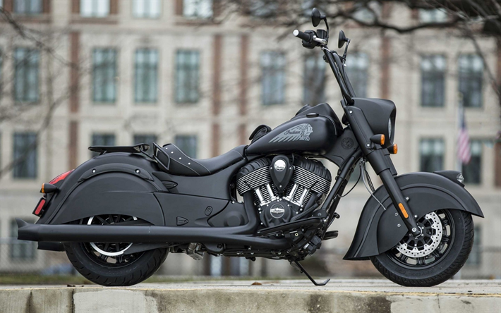 Indian Chief Dark Horse, 2019, side view, exterior, black motorcycle, american motorcycle, Indian