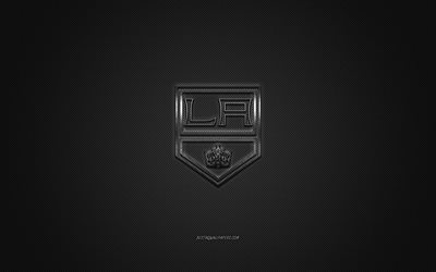 Kings de Los Angeles, American club de hockey, LNH, logo argent&#233;, gris en fibre de carbone de fond, hockey sur glace, Los Angeles, Californie, etats-unis, la Ligue Nationale de Hockey, Kings de Los Angeles logo