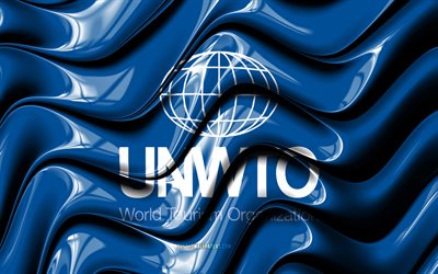 World Tourism Organization flag, 4k, world organizations, Flag of UNWTO, 3D art, World Tourism Organization, UNWTO