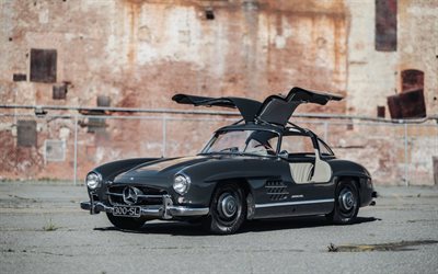 Mersedes-Benz 300SL, 1963, retro cars, Mercedes-Benz W198, gullwing doors, retro sports cars, vintage cars, Mersedes