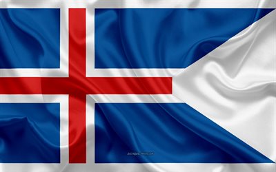 İzlanda, İzlanda Devlet bayrak, Askeri bayrak, 4K, ipek doku, ipek bayrak