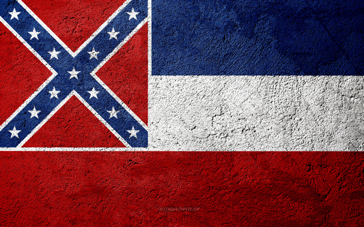 Drapeau de l&#39;&#201;tat du Mississippi, de b&#233;ton, de la texture, de la pierre de fond, drapeau Mississippi, &#233;tats-unis, l&#39;Etat du Mississippi, les drapeaux sur la pierre, le Drapeau du Mississippi