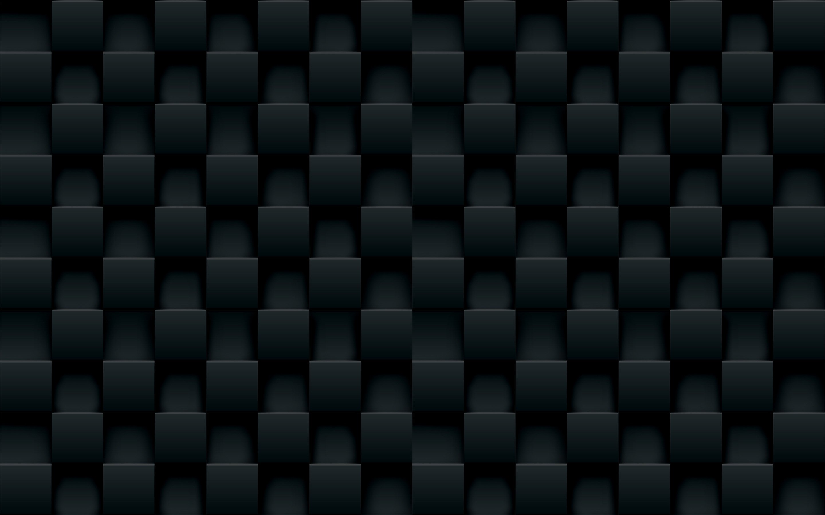 Download wallpapers black 3D squares, geometric patterns, squares