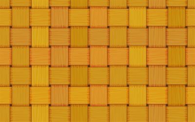 amarelo 3D quadrados, de madeira, vime texturas, pra&#231;as fundos, 3D quadrados, amarelo vime de fundo, 3D pra&#231;as texturas, pra&#231;as texturas, fundo com quadrados, tecelagem texturas
