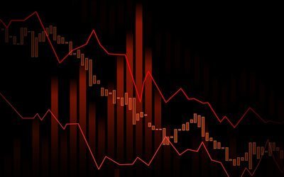 red graph on black background, analysis, finance concepts, graph background, diagram, analytics concepts, business background, finance graph background