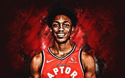 Stanley Johnson, NBA, Toronto Raptors, red stone background, American Basketball Player, portrait, USA, basketball, Toronto Raptors players