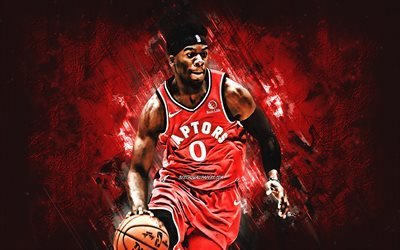 Terence Davis, NBA, Toronto Raptors, red stone background, American Basketball Player, portrait, USA, basketball, Toronto Raptors players