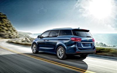 2020, Kia Sedona, exterior, rear view, blue minivan, new blue Sedona, Korean cars, Kia