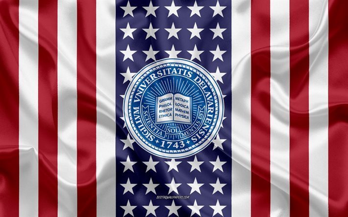 Universidade de Delaware Emblema, Bandeira Americana, Universidade de Delaware logotipo, Newark, Delaware, EUA, Emblema da Universidade de Delaware
