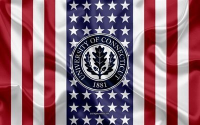 Universit&#224; del Connecticut, Emblema, Bandiera Americana, logo, Storrs, Connecticut, USA, Emblema dell&#39;Universit&#224; del Connecticut