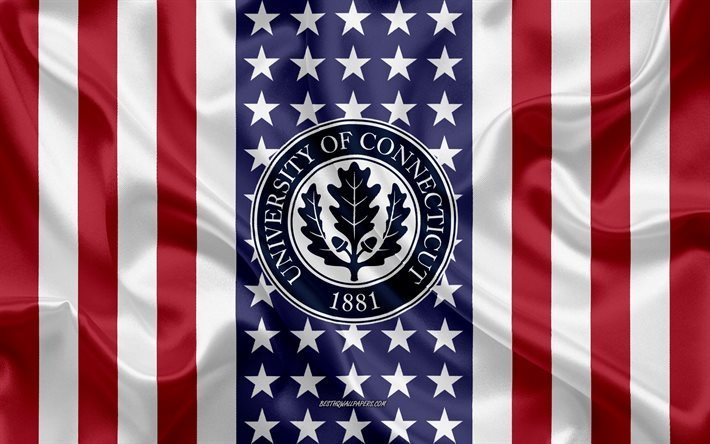 Universidade de Connecticut Emblema, Bandeira Americana, Universidade de Connecticut, logo, Storrs, Connecticut, EUA, Emblema da Universidade de Connecticut