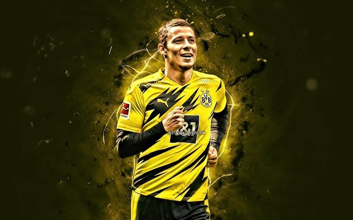 Thorgan Hazard, 2020, Belgian jalkapalloilijat, Borussia Dortmund FC, jalkapallo, BVB, Bundesliiga, Thorgan Ganael Francis Vaara, keltainen neon valot