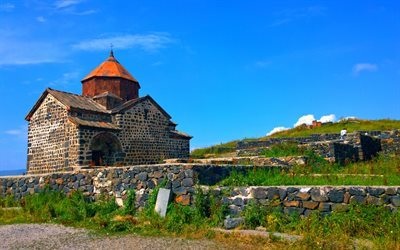 sevanavank kloster, kirche, sevan-see, armenien, berge