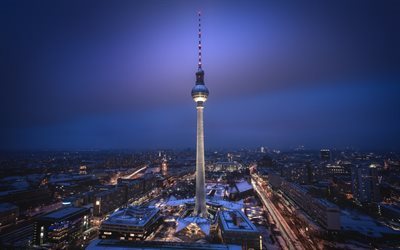 Berlino, la Torre della Televisione, la Germania, l&#39;inverno, la Torre della televisione di Berlino