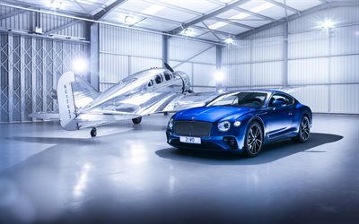 2018, Bentley Continental GT, luxury coupe, sports car, blue Continental GT, British cars, Bentley