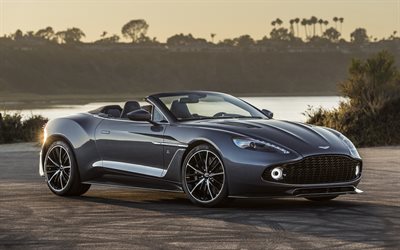 Aston Martin Vanquish, Zagato, sports car, gray Vanquish, sunset, British cars, Aston Martin
